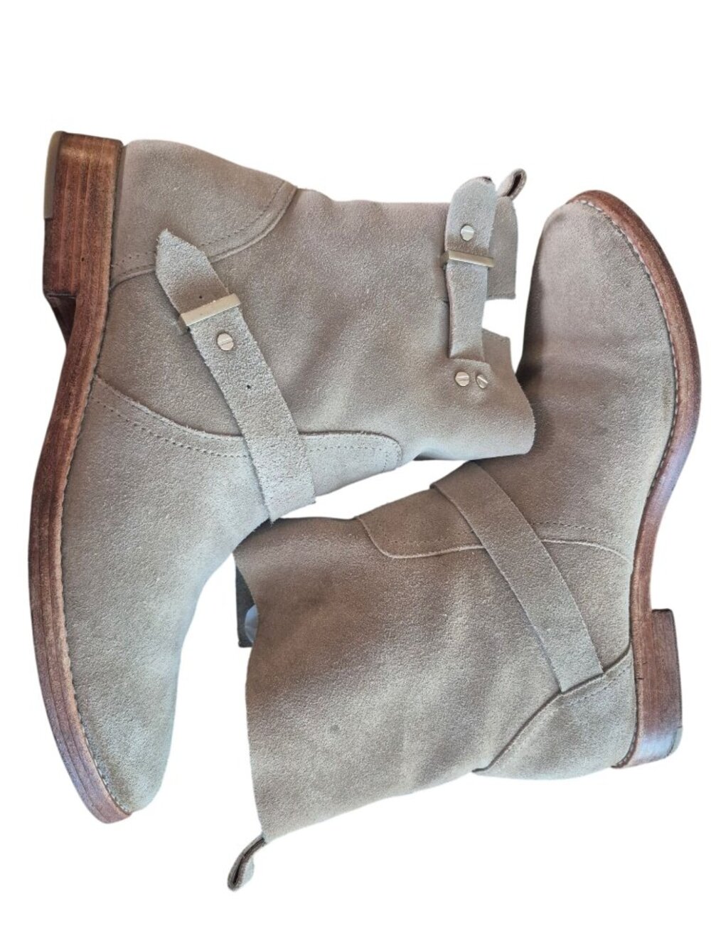 Joie Tan Suede Leather Ankle Boots With Buckle Strap Size 39.5